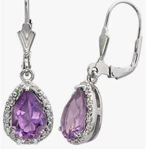 Sterling Silver Purple Amethyst Dangle Earrings